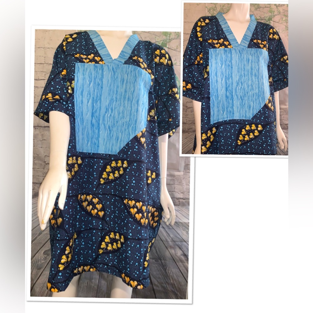Bubu dress kaftan  plus size 1x-3x African print with pockets